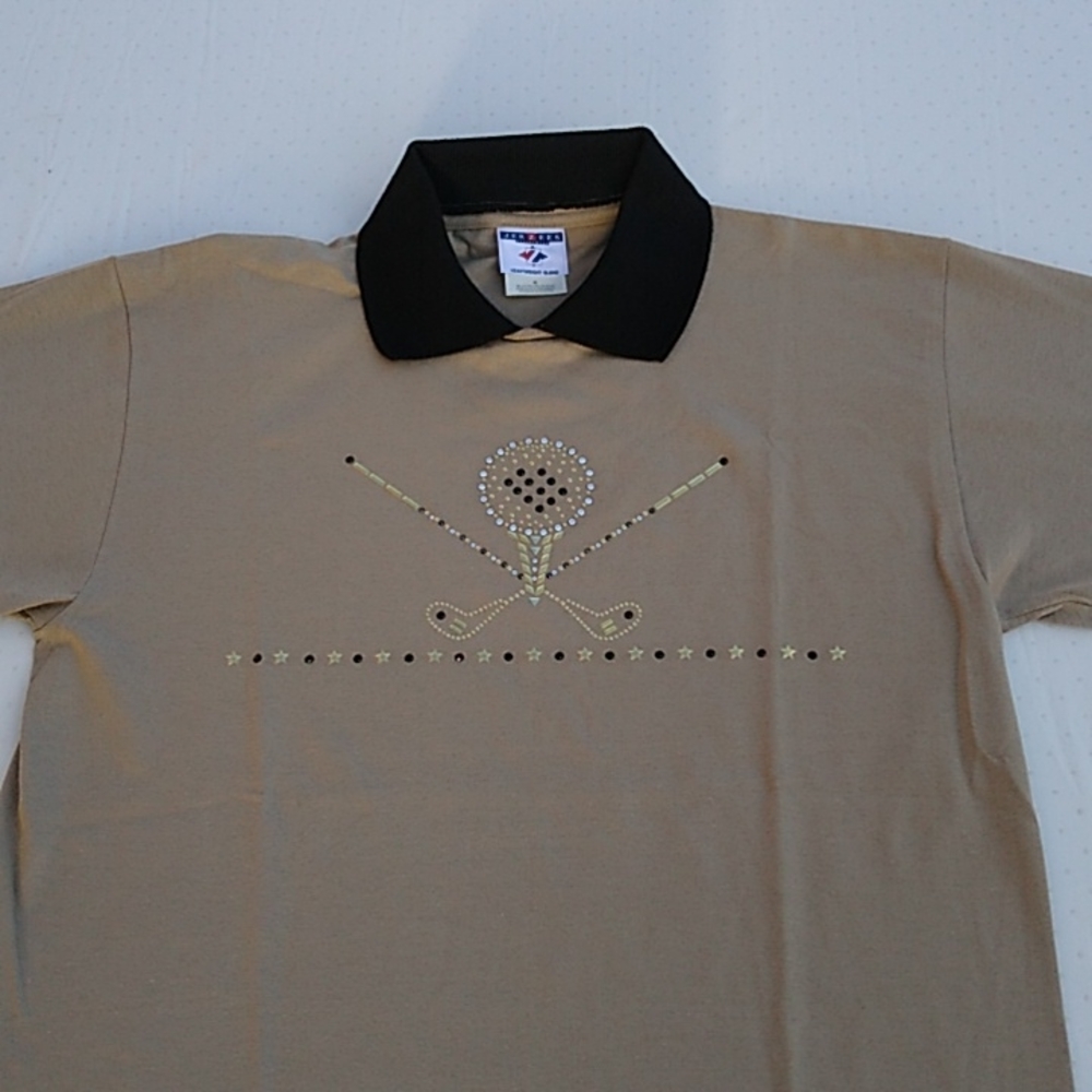 Polo Style Golf Shirt Women Medium Rhinestone Bedazzled Embellished
